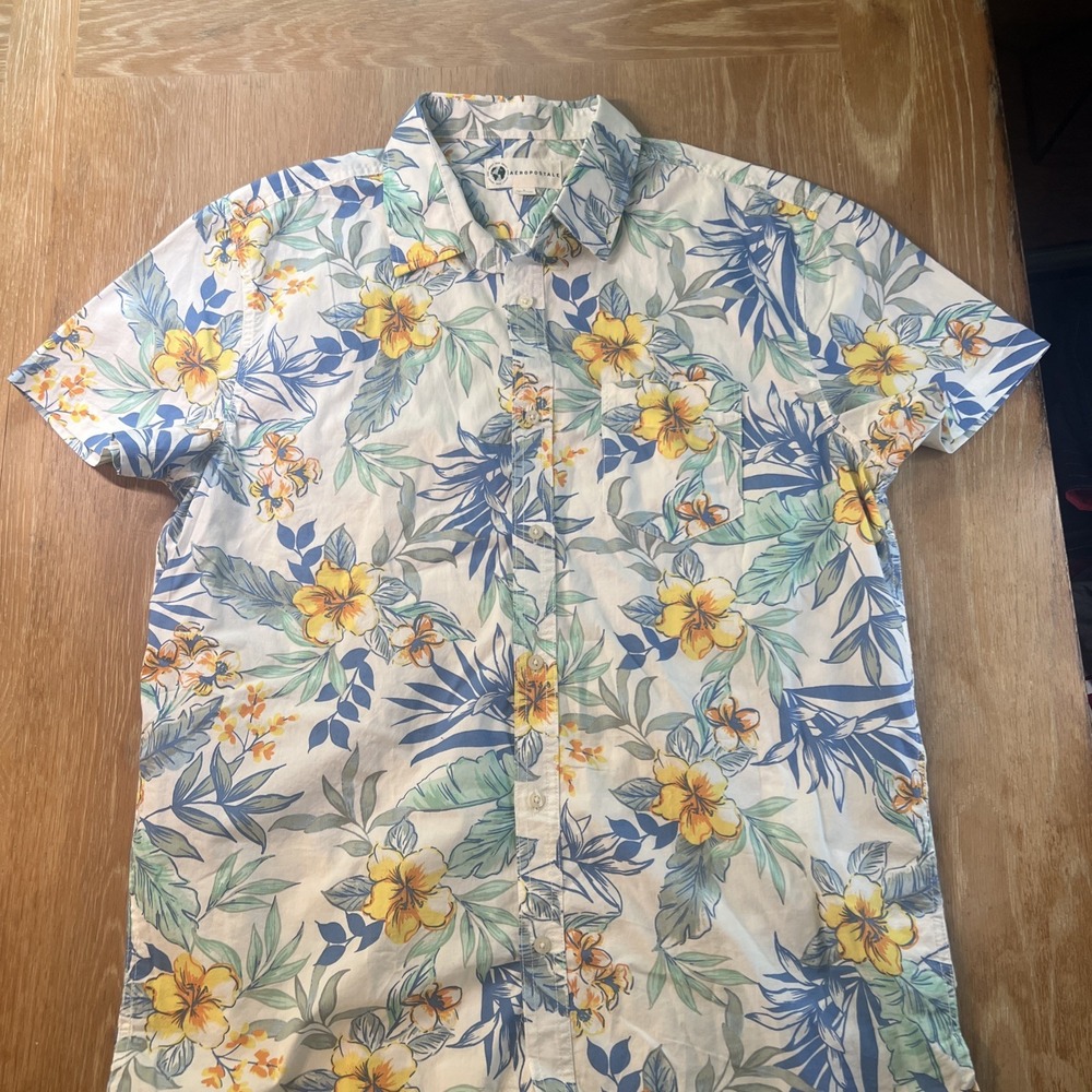 Aeropostale Hawaiian Shirt Short Sleeve Button Down Floral Large Men's